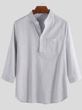 Mens Solid Stand Collar Half Sleeve Shirt SKUC21061