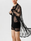 Mens Floral Lace See Through Longline Shirt SKUK09623