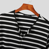 Mens Knitted Black and White Stripe Shirt SKUJ39293