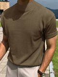 Mens Solid Short Sleeve Half-collar T-shirt SKUJ93249