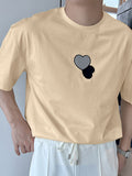 Mens Heart Embroidery Crew Neck Casual T-Shirt SKUK03234