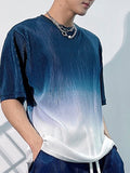 Loses, halbärmliges Herren-T-Shirt mit Batik-Farbverlauf und Farbverlauf SKUI72522