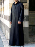 Männer Baumwolle Middle Robe Solid Langarm Kapuzen-T-Shirt SKUA79171