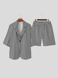Mens Chain Striped Print 2 Pieces Outfits SKUJ49528