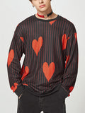 Mens Heart Striped Print Long Sleeve Sweater SKUJ91668