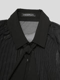 INCERUN Lässige, durchsichtige, plissierte Hemden mit Krawatte für Herren SKUI12973