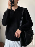 Mens Solid Long Sleeve Zip Design POLO Shirt SKUJ99654