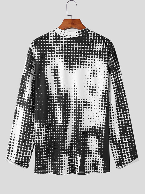 Mens Abstract Print Half High Neck T-Shirt SKUJ46687
