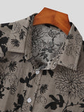Chemise à imprimé floral ethnique en coton et lin pour homme SKUJ45914