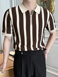 Mens Striped Pattern Zip Front Shirt SKUJ93250