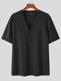 Mens V-Neck Solid Color Ribbed Knit Shirt SKUJ50688