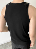 Mens Leather Shoulder Buckle Design Knitted Vest SKUJ20873