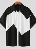 Mens Contrast Color Asymmetrical Half Sleeve Shirt SKUJ45875
