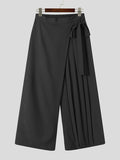 Pantalon large plissé à lacets irréguliers pour homme SKUI70911
