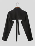 Mens Solid Cutout Lapel Long Sleeve Shirt SKUK05350