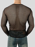Sexy Mesh-Langarm-T-Shirts für Herren SKUI21473