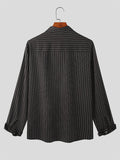 Mens Striped Lapel Casual Long Sleeve Shirt SKUK04369
