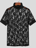 Mens See-through Lace High Neck T-Shirts SKUH52371