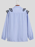 Mens Lace Steampunk Patchwork Striped Print Shirt SKUJ91194