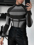Mens Striped Patchwork Long Sleeve T-shirt SKUJ91165