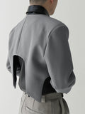 Mens Japan Solid Long Sleeve Crop Blazer SKUJ89314