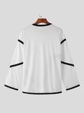 Mens Contrast Patchwork Irregular Long Sleeve T-shirt SKUJ51613