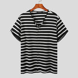 Mens Knitted Black and White Stripe Shirt SKUJ39293
