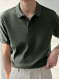Mens Knitted Rib Pullover Golf Polo Shirt SKUJ37706