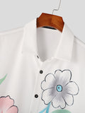 Mens Flower Print Short Sleeve Lapel Shirt SKUK00621