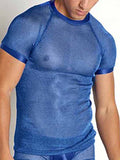 Herren-T-Shirt mit durchsichtigem, glitzerndem, dehnbarem Rückenteil SKUJ38910