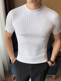 T-shirt rayé à manches courtes pour homme SKUI78727