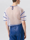 Mens Contrast Binding See Through Cropped T-Shirt SKUK04128