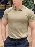 Mens Plain Lapel Short Sleeve Shirt SKUJ11187