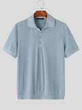 Mens Solid Lapel Short Sleeve Shirt SKUJ91664