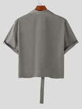 Mens Solid Buckle Design Short Sleeve Jacket SKUK00669