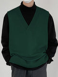 Mens V-neck Loose Knitted Sleeveless Sweater Vest SKUI62829