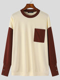 Mens Patchwork Contrast Pocket Long Sleeve T-shirt SKUJ97655