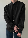 Mens Solid Long Sleeve Button Jacket SKUJ92274