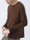 Mens Round Neck Knitted Solid Color Sweater SKUI36729