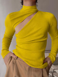Slim Stretch-T-Shirts mit hohlem Stehkragen für Herren SKUI76100