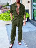 Mens Belted Long Sleeve Casual Jumpsuit SKUJ14337