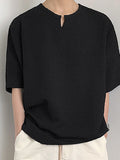 Einfarbige Herren-T-Shirts mit V-Ausschnitt und halblangen Ärmeln SKUH76596