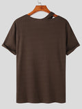 Mens Solid Cutout Ribbed Knit T-shirt SKUJ95257