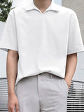 Mens Solid Short Sleeve Lapel POLO Shirt SKUJ93370