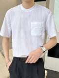 T-shirt plissé texturé avec poche poitrine pour homme SKUJ40341