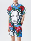 Mens Abstract Figure Print Two Pieces Outfits SKUK00141