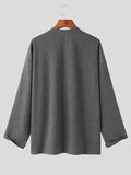 Mens Solid Metal Hollow Long Sleeve T-shirt SKUJ49523