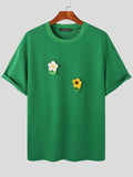 Mens Floral Decoration Crew Neck T-Shirt SKUK03618