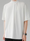 Mens Mock Neck Pleated Short Sleeve T-Shirt SKUJ37846
