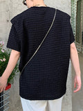 Mens Solid Textured Shoulder Pad Design T-shirt SKUJ98528